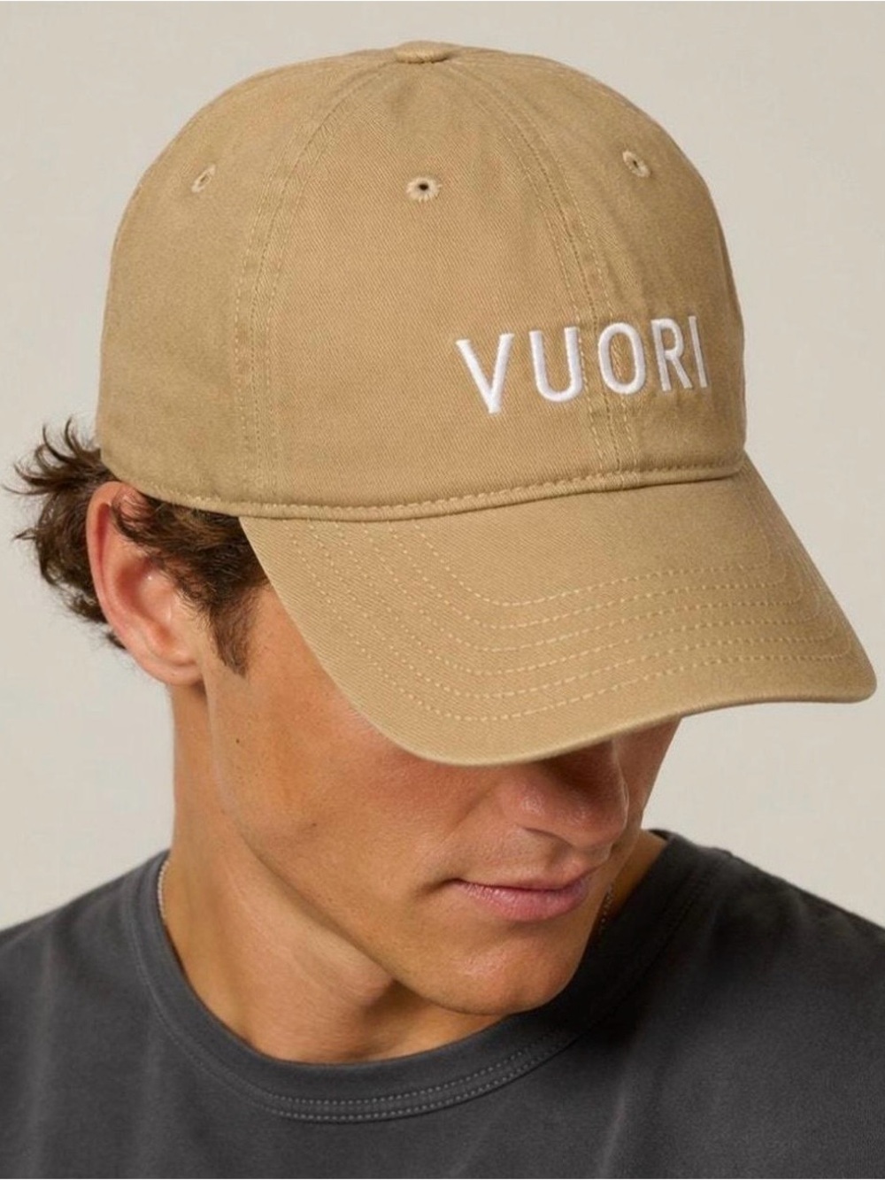 Vuori Khaki Cap Unisex with Brass Detail